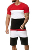 Activewear Homme 2 Pièces Manches Courtes Jewel Neck Rouge