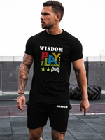 Activewear Homme 2 Pièces Manches Courtes Jewel Neck Rouge