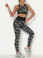 Activewear Sets Vêtements pour femmes Activewear Activewear Set For Woman Camouflage Cotton Blend Crewneck Black Sleeveless Athletic Sets