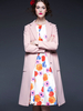 Adorable manteau en laine mélangée rose unicolore avec poches vêtements journaliers revers cranté