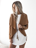 Adorable veste féminine casual en coton mélangé unicolore ouverture avant