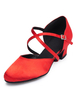 Adorables chaussures de latine en satin à talons chiots et bout rond