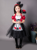 Alice In Wonderlet Cosplay Rouge Plissé Imprimé 2021 Fille Costume Robe Déguisements Halloween