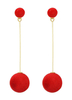 Alliage de boucles d’oreilles goutte rouge percé Pom Poms boucle d’oreille