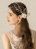 Alliage de mariage dor Perles en alliage Perles Fleurs Détail Accessoires de cheveux de mariée
