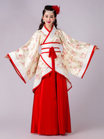 Ancien Costume Chinois Hanfu Traditionnel Dynastie Tang Princesse Reine Rouge Floral Outfit Déguisements Halloween