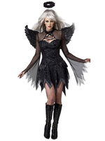 Angel Costumes dDéguisements Halloween Black Semi Sheer Femmes Costumes de Fêtes