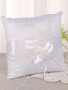 Anneau blanc porteur oreiller dentelle arcs perles arcs fournitures de mariage cérémonie