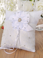 Anneau coussin oreiller dentelle perles rubans oreillers de mariage