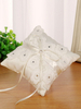 Anneau dentelle porteur oreiller perles strass ruban ivoire noeuds oreillers de mariage