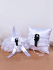 Anneau oreiller oreiller de mariage en satin de tissu de satin tissu blanc