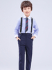 Anneau porte bleu costumes coton manches longues chemise pantalon cravate mariage costumes de garçon 3pcs