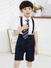 Anneau porte costumes coton cravate manches courtes chemise shorts noir formel costumes de fête pour les enfants 3pcs