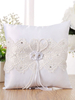 Anneau porte oreiller blanc dentelle fleur arcs fournitures de mariage cérémonie