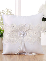 Anneau porte oreiller blanc dentelle fleur arcs fournitures de mariage cérémonie