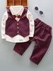 Anneau Porteur Outfit Garçons Mariage Bordeaux Pantalon Chemises Gilet Enfants Vêtements Habillés 3 Pièce