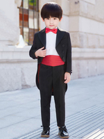 Anneau Porteur Outfit Noir Garçons Costumes Mariage Enfants Vêtements Habillés 5 Pièce