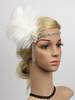 Années 1920 Grand Gatsby Plume Headpieces Flapper Bandeau Blanc Femmes Vintage Costume Accessoires Charleston Robe Déguisements Halloween