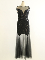 Années 1920 Grande Robe Gifby Costume Flapper Robe Noire Toussaint Rétro Femmes Robes De Paillettes Déguisements Halloween