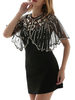 Années 1920 Great Gatsby Accessory Flapper Dress Cape Paillettes Sheer Women Poncho Déguisements Halloween