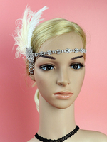 Années 1920 Great Gatsby Bandeau Flapper Headpieces Plume Strass Femmes Rétro Accessoires De Cheveux Déguisements Halloween