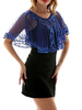 Années 1920; Great Gatsby Cape Flapper Dress Poncho Blue Sequin Sheer Women Retron Accessory Déguisements Halloween