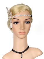 Années 1920 Mode Grand Gatsby Bandeau Strass Clapet Coiffe Strass Femmes Vintage Cheveux Accessoires Déguisements Halloween