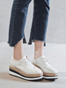 Apricot Oxford Chaussures Femmes Bout Rond En Cuir Synthétique À Lacets Baskets Plateformes