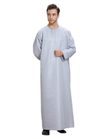 Arabe Homme Vêtements Manches Longues Col Arrondi Bouton Robe