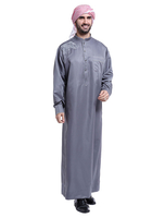 Arabe Hommes Robe Col montant à manches longues broderie Abaya