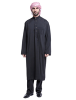 Arabe Hommes Vêtements Stand Col manches longues Bouton 2 Pièce Ensemble Musulman Outfit