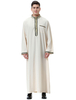 Arabian Men Stand Stand Col Applique Frill Manches Longues Ecru Blanc Arabian Abaya