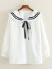 Arc blanc rayures coton Lolita chemise pour femmes Déguisements Halloween