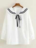 Arc blanc rayures coton Lolita chemise pour femmes Déguisements Halloween