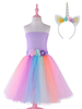 Arc En Ciel Licorne Robe 2021 Petites Filles Fleurs Princesse Tutu Déguisement Bandeau Enfants Cadeau Noël Toussaint Costume Déguisements Halloween