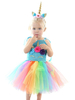 Arc En Ciel Licorne Robes 2022 Enfants Cadeau Noël Princesse Tutu Bandeau Filles Toussaint Costume Déguisements Halloween