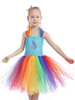 Arc En Ciel Licorne Robes 2022 Fille Toussaint Costume Princesse Enfants Cadeau Noël Tutu Avec Bandeau Déguisements Halloween Robe Enfant