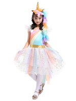 Arc En Ciel Licorne Robes 2022 Petites Filles Princesse Tutu Bandeau Ailes Enfants Cadeau Noël Toussaint Costume Déguisements Halloween