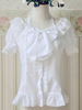 Arcs de lacets blancs volants coton Lolita Blouse pour femmes Déguisements Halloween