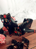 Arcs noirs ronds chaussures de lolita en cuir PU