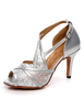Argent Ballroom Chaussures Peep Toe Maille Talon Haut Chaussures De Danse Latin Danse Chaussures Pour Femmes