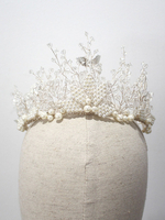 Argent De Mariage Tiara Couronne Perles Cristal Headpieces Accessoires De Cheveux De Mariée