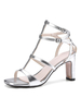 Argent Talons hauts femmes Open Toe T Type Strappy Sandal Chaussures Sandales Gladiator