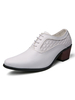 Ascenseur Chaussures Pour Hommes Grand Bout Pointu En Cuir PU Bas Tops Glisser Sur Des Chaussures Blanches