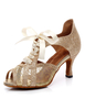 Attrayantes Chaussures de latine en gaze à talons aigus et lacets peep-toe
