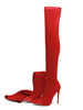 Au-dessus des bottes au genou - Micro bottes en daim - Rouge