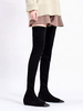 Au-dessus du genou Bottes en daim noir bout pointu plat Cuissardes pour les femmes