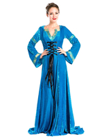 Avant Halloween Renaissance robe Polyester Medival Blue Lace Up Cosplay Costume