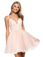 Avec robe de bal rose clair sans manches dos nu courte A-ligne col en V Mini robe de soirée en polyester