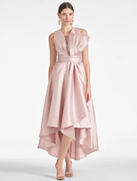 Avec robe de cocktail Magnifique robe trapèze longueur thé avec nœuds et col en V en tissu satiné